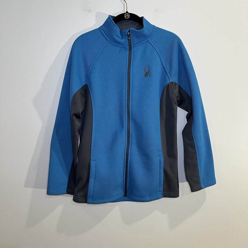 Spyder Full‎ Zip Jacket For Kids Size XL 18-20 Blue And Gray Sweater